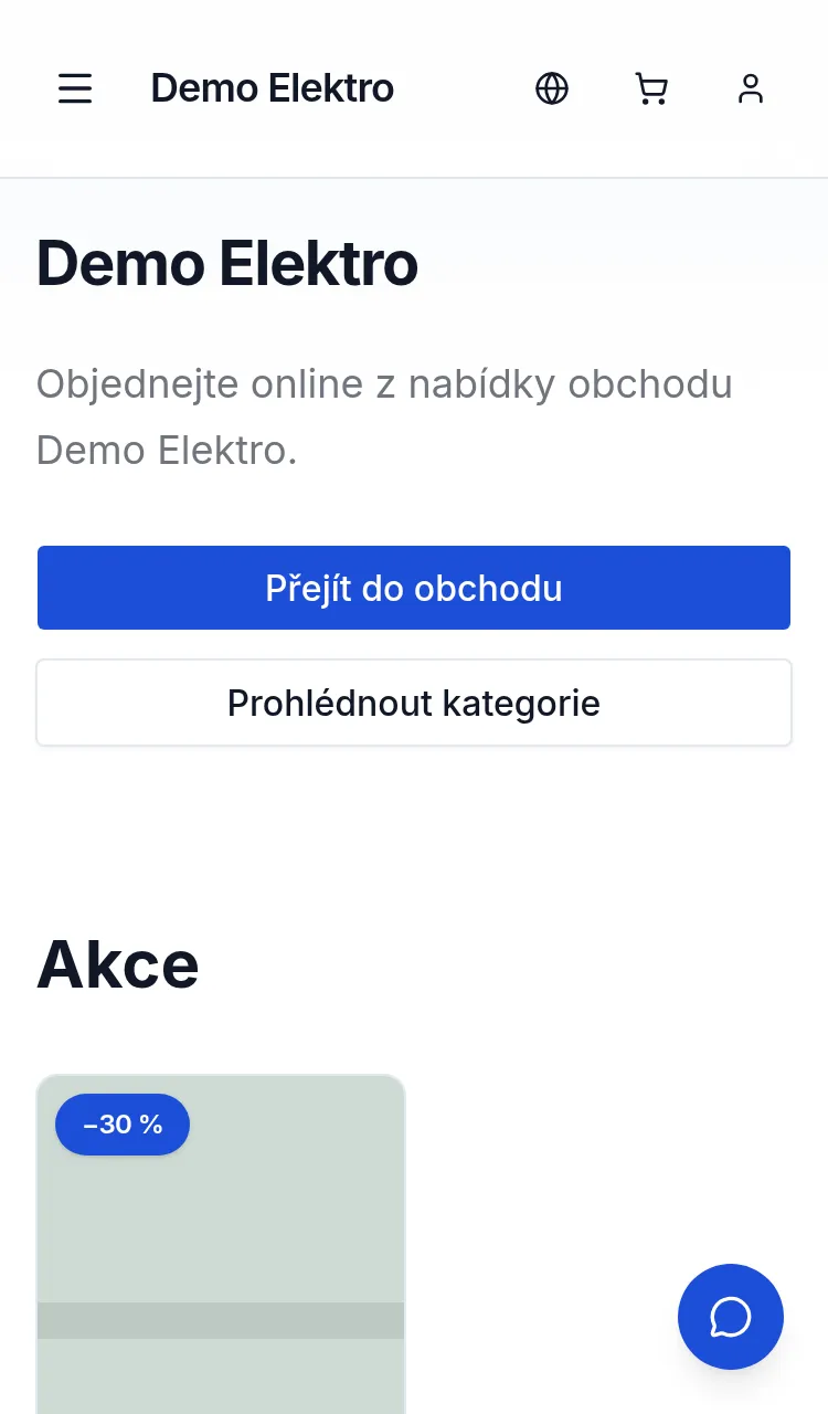 Homepage of the sample store with the Catalogue template on a phone