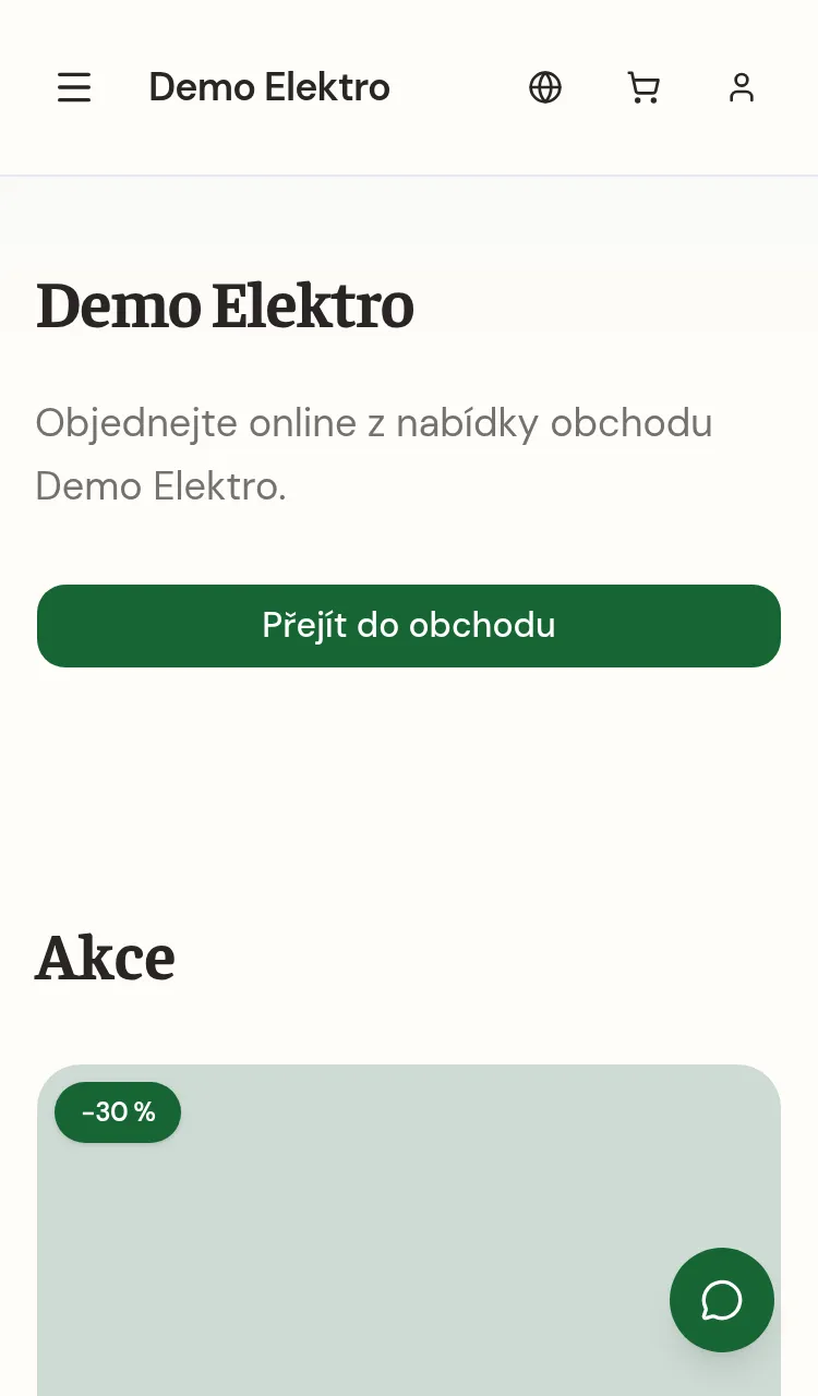 Homepage of the sample store with the Counter template on a phone