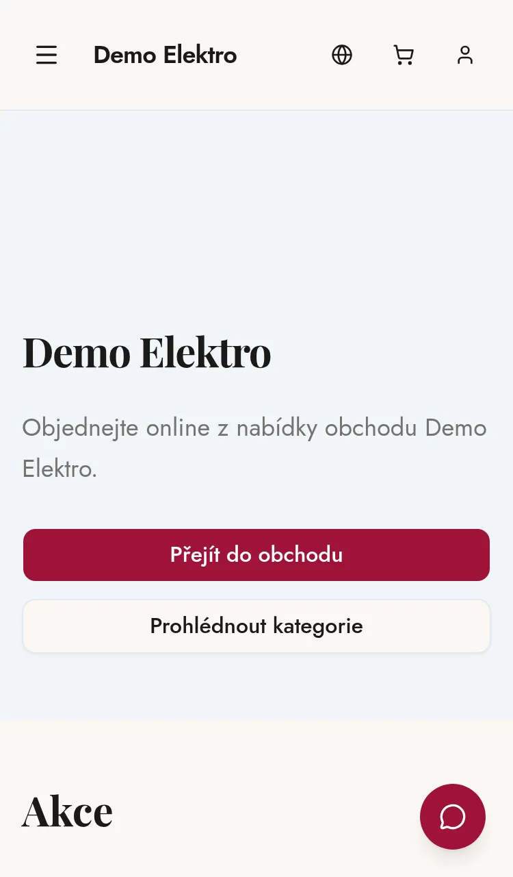 Homepage of the sample store with the Shop window template on a phone